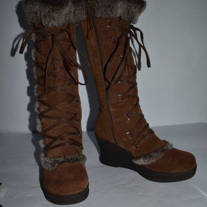 Report Kenai Wedge Boots. Faux fur & suede leather